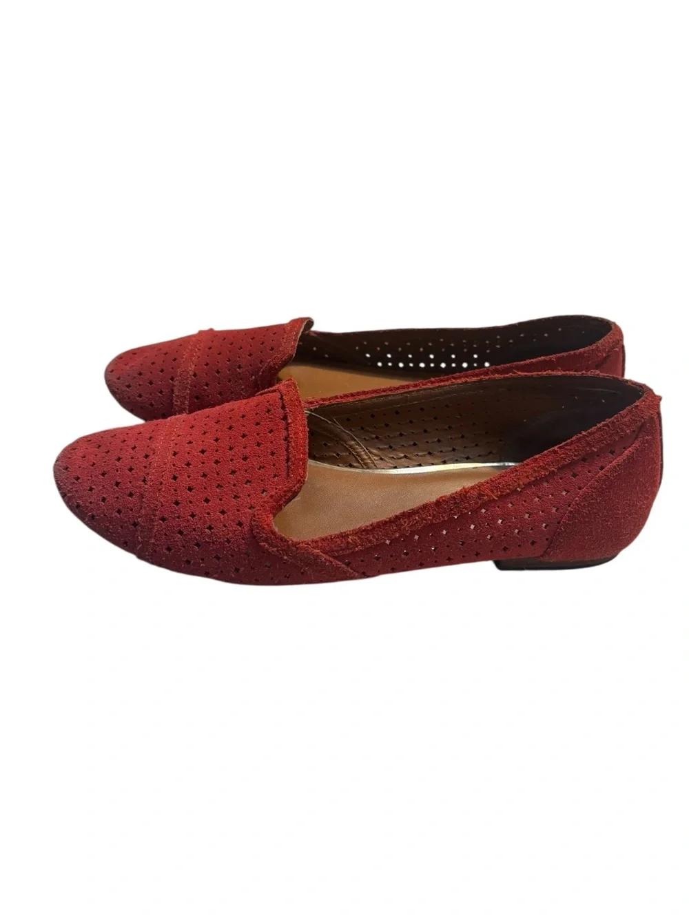 DV by Dolce Vita Loafers Size 7.5 Red Suede Laser-Cut Perforated Slip-On Flats
